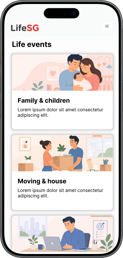 Option B — Life Events destination page